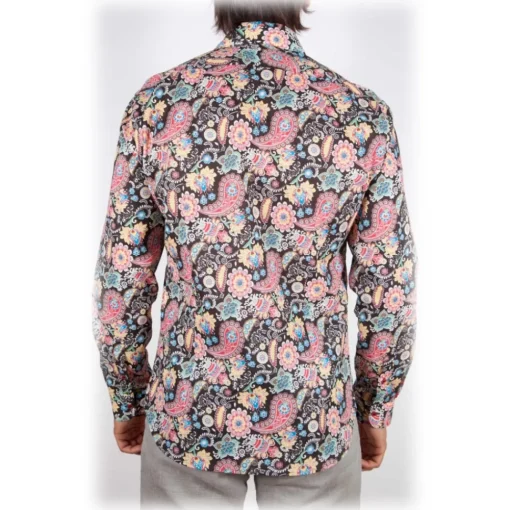 Poggianti 1958 Poggianti 1985 - Small Italian Collar Patterned Shirt - Handmade in Italy - New Luxury Exclusive Collection - Avvenice