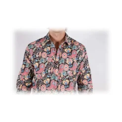 Poggianti 1958 Poggianti 1985 - Small Italian Collar Patterned Shirt - Handmade in Italy - New Luxury Exclusive Collection - Avvenice