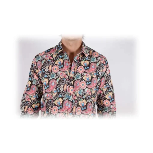 Poggianti 1958 Poggianti 1985 - Small Italian Collar Patterned Shirt - Handmade in Italy - New Luxury Exclusive Collection - Avvenice