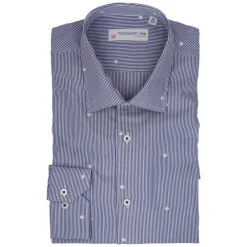 Poggianti 1958 Poggianti 1985 - White / Blue Striped Shirt Classic Collar - Handmade in Italy - New Luxury Exclusive Collection - Avvenice^ Shirts