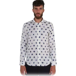 Poggianti 1958 Poggianti 1985 - White Soft Collar Patterned Shirt - Handmade in Italy - New Luxury Exclusive Collection - Avvenice^ Shirts