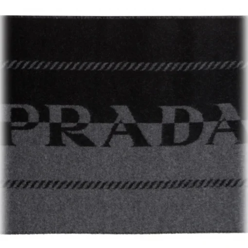 Prada - Black and Grey Logo Jacquard Scarf- Exclusive Luxury Collection - Avvenice^ Scarves