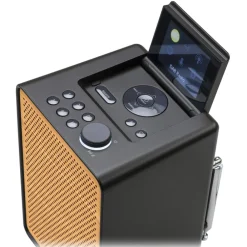 Pure - Evoke Spot - Coffee Black with Cherry Wood Grill - Wood Edition Compact Music System - High Quality Digital Radio - Avvenice^ Audio