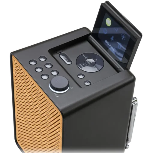 Pure - Evoke Spot - Coffee Black with Cherry Wood Grill - Wood Edition Compact Music System - High Quality Digital Radio - Avvenice^ Audio