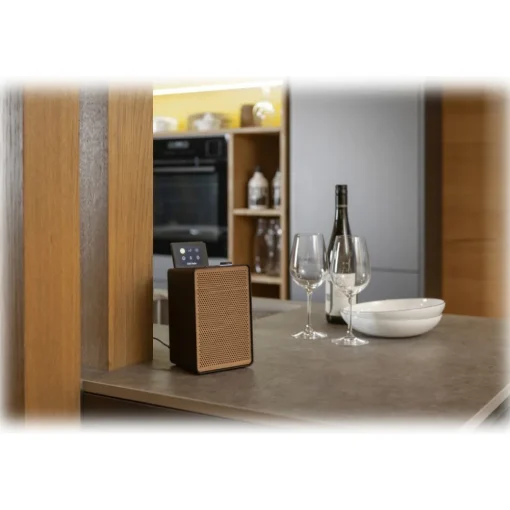 Pure - Evoke Spot - Coffee Black with Cherry Wood Grill - Wood Edition Compact Music System - High Quality Digital Radio - Avvenice^ Audio