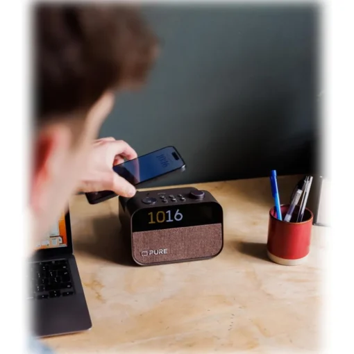 Pure - Moment Charge - The Ambient Sleep Companion with Wireless Charging - Coffee Black - High Quality Digital Radio - Avvenice^ Audio