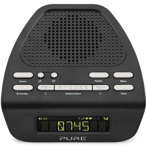 Pure - Siesta Mi Series 2 - Black - Bedside DAB and FM Digital Radio - High Quality Digital Radio - Avvenice^ Audio
