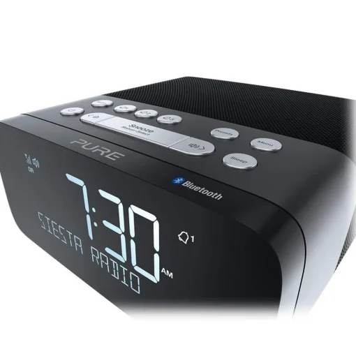 Pure - Siesta Rise S - Graphite - Bedside DAB+/FM Alarm Clock Radio with Bluetooth - High Quality Digital Radio - Avvenice^ Audio