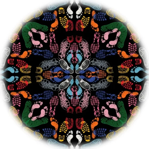 Qeeboo - Carpet Let’s Dance Human Traces Dark Round - Round - Carpet by Nynke Tynagel - Furnishing - Home - Avvenice^ Furnishings