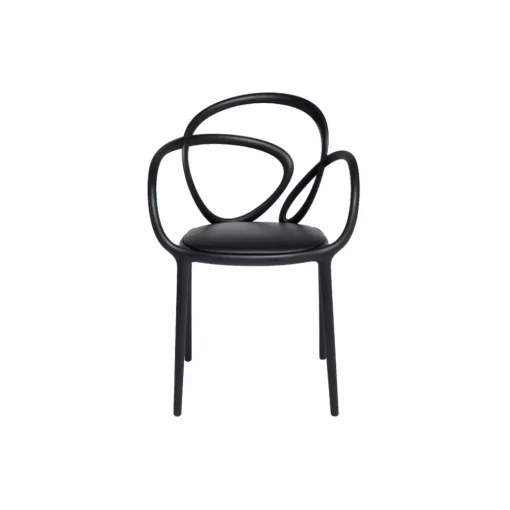 Qeeboo - Loop Chair with Cushion Set of 2 Pieces - Black - Chair by Front - Furnishing - Home - Avvenice