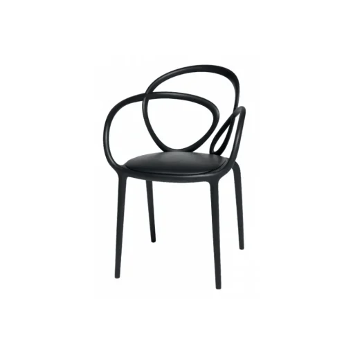 Qeeboo - Loop Chair with Cushion Set of 2 Pieces - Black - Chair by Front - Furnishing - Home - Avvenice