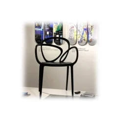 Qeeboo - Loop Chair with Cushion Set of 2 Pieces - Black - Chair by Front - Furnishing - Home - Avvenice