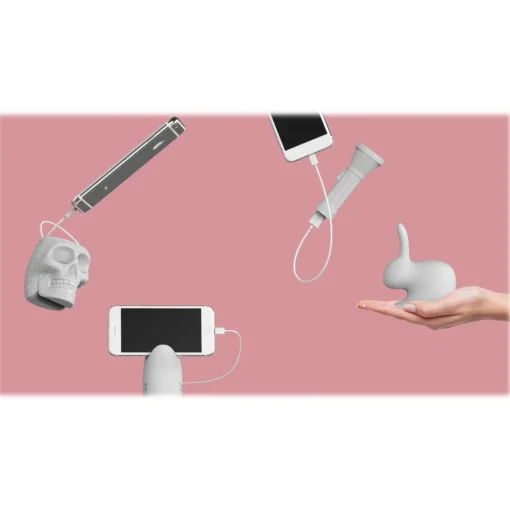 Qeeboo - Mexico Skull - Pink - High Capacity Portable Power Bank USB Charger - Mini - Portable Batteries - 2600 mAh - Avvenice