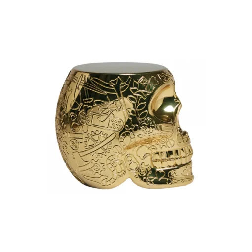 Qeeboo - Mexico Stool and Sidetable Metal Finish - Gold - Table by Studio Job - Furniture - Home - Avvenice^ Furnishings
