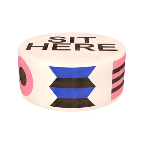 Qeeboo - Pouf Oggian Sit Here White L - Pouf by Marco Oggian - Furnishing - Home - Avvenice