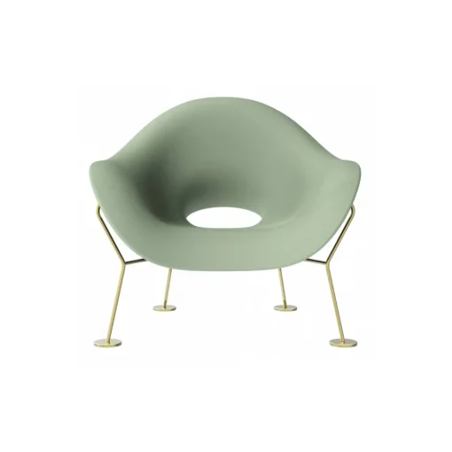 Qeeboo - Pupa Armchair Brass Base Indoor - Balsam Green - Chair by Andrea Branzi - Furnishing - Home - Avvenice
