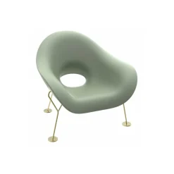 Qeeboo - Pupa Armchair Brass Base Indoor - Balsam Green - Chair by Andrea Branzi - Furnishing - Home - Avvenice