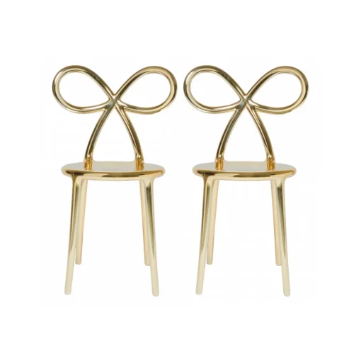 Qeeboo - Ribbon Chair Metal Finish Set of 2 Pieces - Gold - Chair by Nika Zupanc - Furnishing - Home - Avvenice^ Furnishings