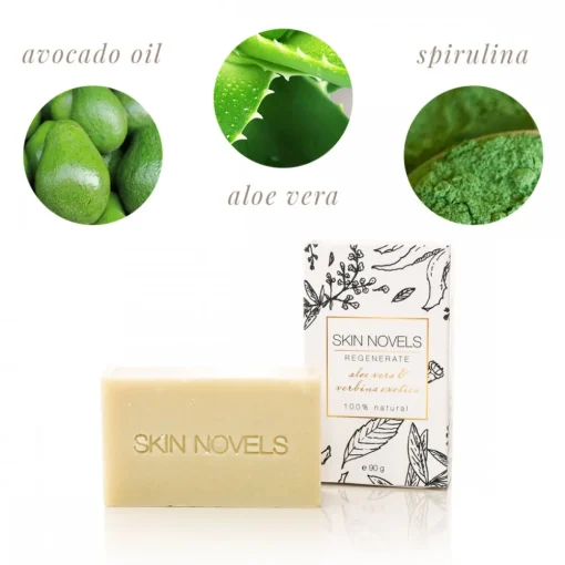 Skin Novels - Regenerate - Natural Soap with Aloe Vera & Spirulina - 100 % Natural Handmade Soap - Avvenice^ Natural Cosmetics