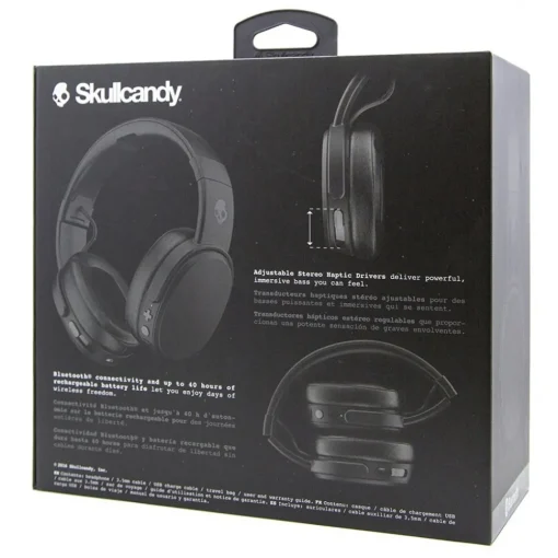 Skullcandy - Crusher - Black - Bluetooth Wireless Over-Ear Headphones with Microphone - Noise Isolating Memory Foam - Avvenice^ Audio