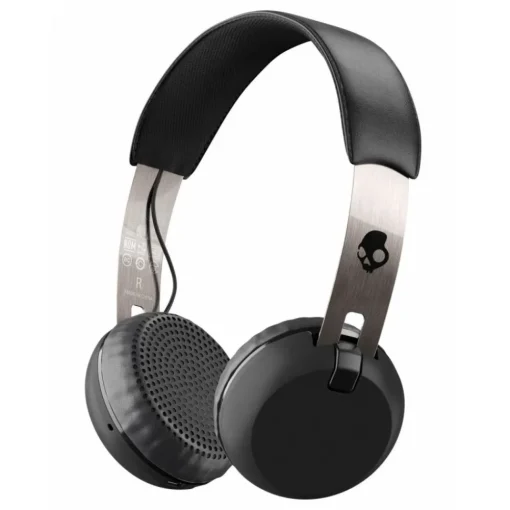 Skullcandy - Grind - Black / Chrome - Bluetooth Wireless On-Ear Headphones with Microphone, Supreme Sound and Powerful Bass - Avvenice^ Audio
