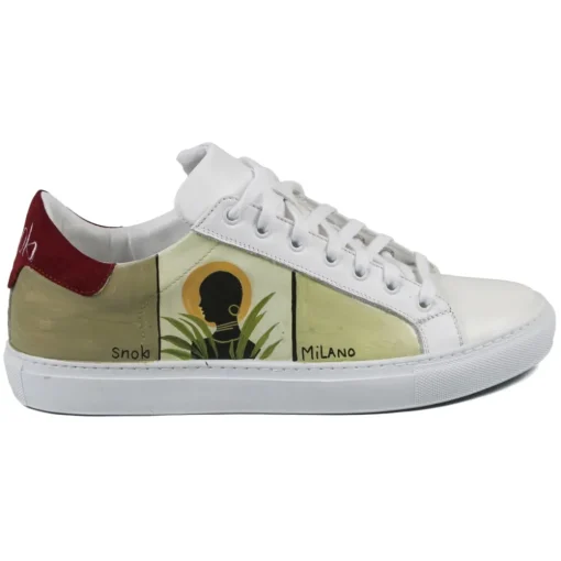 Snob Sneakers - Mama Africa By Veronica Moon - Sneakers - White Leather - Handmade in Italy - Luxury Exclusive Collection - Avvenice^ Shoes