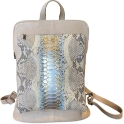 Su\u00e8i Suèi - Backpack in Python and Calf Leather - Rose Pale - Handmade in Italy - Luxury Exclusive Collection - Avvenice