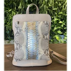 Su\u00e8i Suèi - Backpack in Python and Calf Leather - Rose Pale - Handmade in Italy - Luxury Exclusive Collection - Avvenice