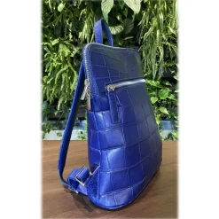 Su\u00e8i Suèi - Backpack of Crocodile Leather - Blue - Handmade in Italy - Luxury Exclusive Collection - Avvenice