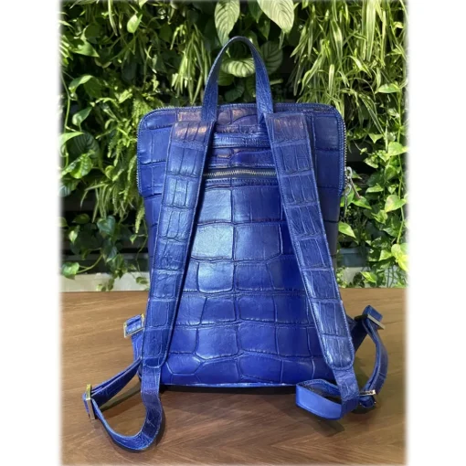 Su\u00e8i Suèi - Backpack of Crocodile Leather - Blue - Handmade in Italy - Luxury Exclusive Collection - Avvenice