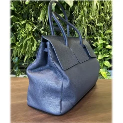 Su\u00e8i Suèi - Bag of Calf Leather - Blue Navy - Handmade in Italy - Luxury Exclusive Collection - Avvenice