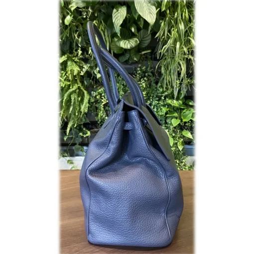 Su\u00e8i Suèi - Bag of Calf Leather - Blue Navy - Handmade in Italy - Luxury Exclusive Collection - Avvenice