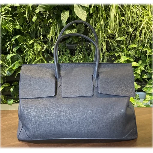 Su\u00e8i Suèi - Bag of Calf Leather - Blue Navy - Handmade in Italy - Luxury Exclusive Collection - Avvenice