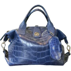 Su\u00e8i Suèi - Bag of Crocodile Leather - Blue - Handmade in Italy - Luxury Exclusive Collection - Avvenice^ Bags