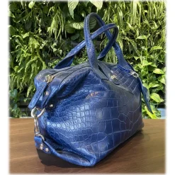Su\u00e8i Suèi - Bag of Crocodile Leather - Blue - Handmade in Italy - Luxury Exclusive Collection - Avvenice^ Bags