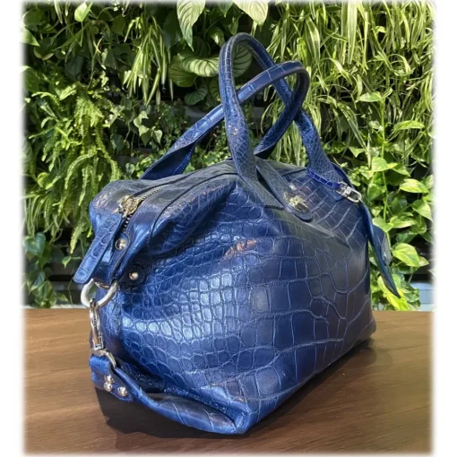 Su\u00e8i Suèi - Bag of Crocodile Leather - Blue - Handmade in Italy - Luxury Exclusive Collection - Avvenice^ Bags
