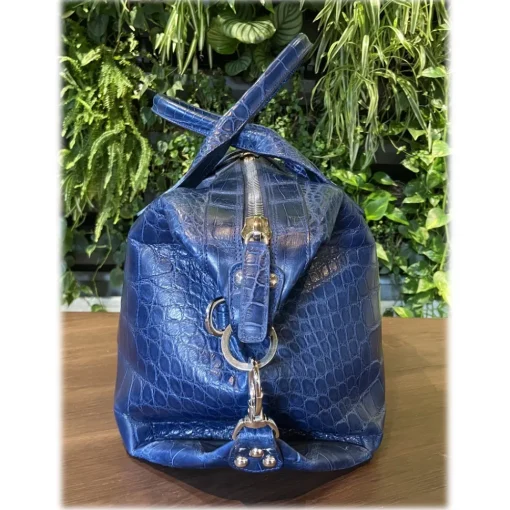 Su\u00e8i Suèi - Bag of Crocodile Leather - Blue - Handmade in Italy - Luxury Exclusive Collection - Avvenice^ Bags