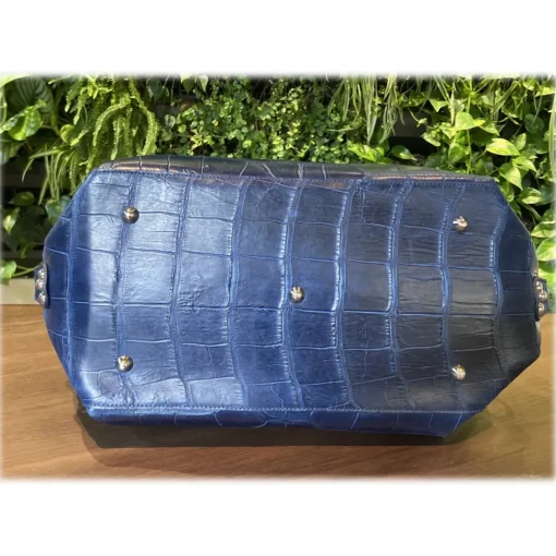 Su\u00e8i Suèi - Bag of Crocodile Leather - Blue - Handmade in Italy - Luxury Exclusive Collection - Avvenice^ Bags