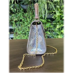 Su\u00e8i Suèi - Bag of Medium Size of Python & Crocodile Leather - Beige - Handmade in Italy - Luxury Exclusive Collection - Avvenice