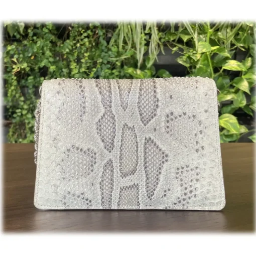 Su\u00e8i Suèi - Bag of Medium Size of Python Leather - Grey - Handmade in Italy - Luxury Exclusive Collection - Avvenice