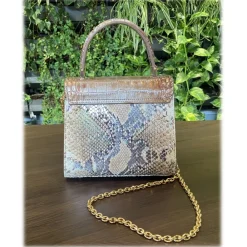 Su\u00e8i Suèi - Bag of Medium Size of Python & Crocodile Leather - Beige - Handmade in Italy - Luxury Exclusive Collection - Avvenice