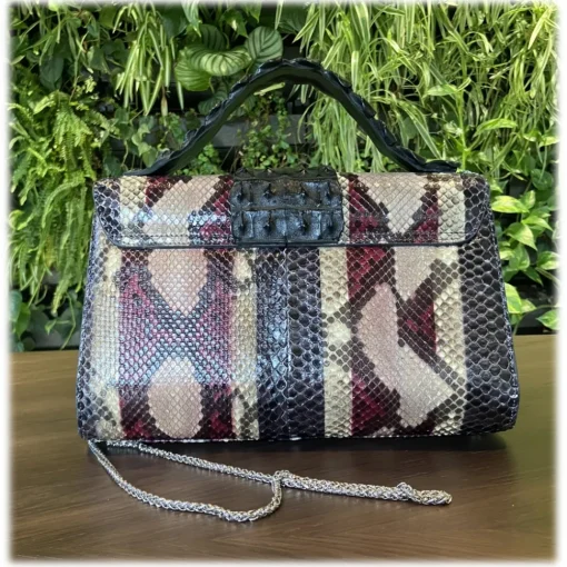 Su\u00e8i Suèi - Bag of Medium Size of Python & Crocodile Leather - Black - Handmade in Italy - Luxury Exclusive Collection - Avvenice^ Bags