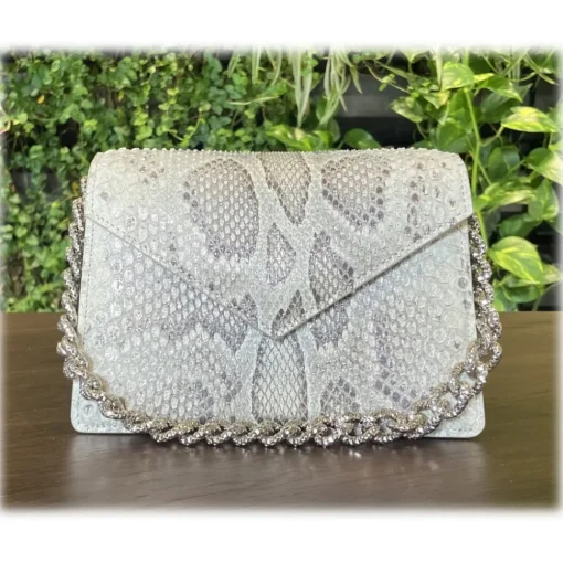 Su\u00e8i Suèi - Bag of Medium Size of Python Leather - Grey - Handmade in Italy - Luxury Exclusive Collection - Avvenice