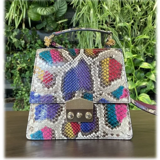 Su\u00e8i Suèi - Bag of Medium Size of Python Leather - Burgun - Handmade in Italy - Luxury Exclusive Collection - Avvenice^ Bags