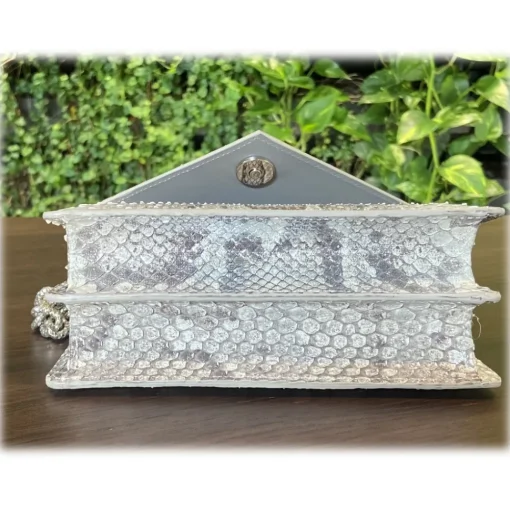 Su\u00e8i Suèi - Bag of Medium Size of Python Leather - Grey - Handmade in Italy - Luxury Exclusive Collection - Avvenice