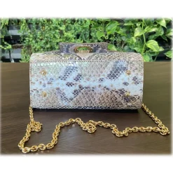 Su\u00e8i Suèi - Bag of Medium Size of Python & Crocodile Leather - Beige - Handmade in Italy - Luxury Exclusive Collection - Avvenice