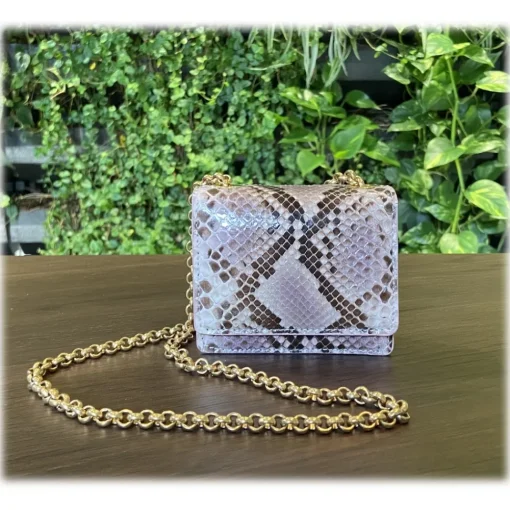 Su\u00e8i Suèi - Bag of Mini Size of Python Leather - Rose - Handmade in Italy - Luxury Exclusive Collection - Avvenice