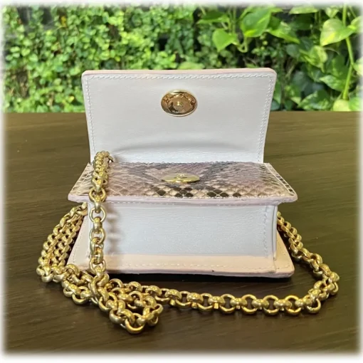 Su\u00e8i Suèi - Bag of Mini Size of Python Leather - Rose - Handmade in Italy - Luxury Exclusive Collection - Avvenice