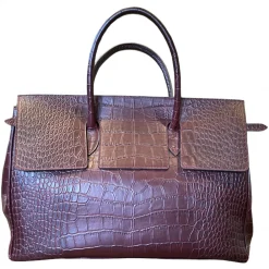 Su\u00e8i Suèi - Bag of Printed Crocodile Leather - Black - Handmade in Italy - Luxury Exclusive Collection - Avvenice