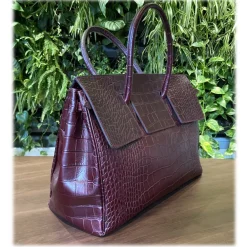 Su\u00e8i Suèi - Bag of Printed Crocodile Leather - Black - Handmade in Italy - Luxury Exclusive Collection - Avvenice